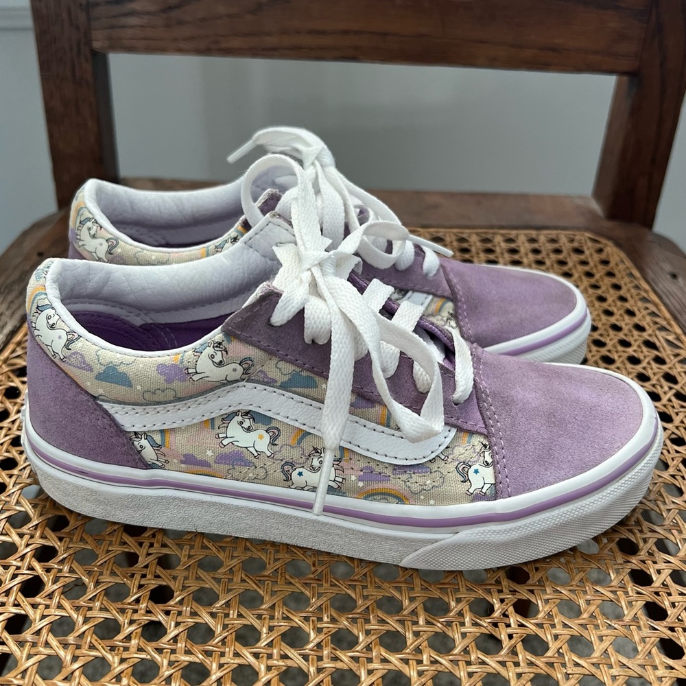 Vans Kids Old Skool Mythical Glow Shoes | Sheer Lilac | Unicorn Print | Sz 1.5